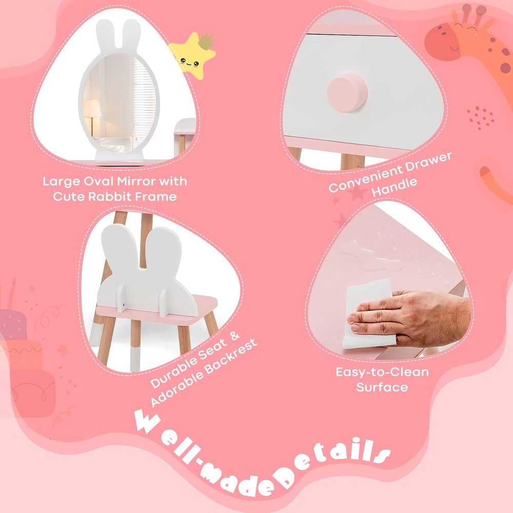 EY Kids Vanity, Rabbit Themed  - Beauty Makeup For Kids 评论和价格