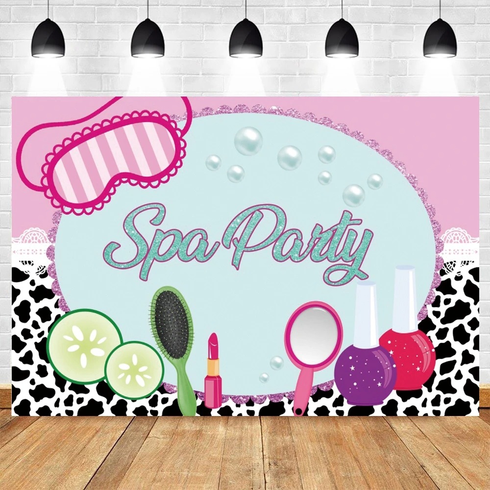 Spa Party Themed Backdrop for  - Beauty Makeup For Girl 评论和价格