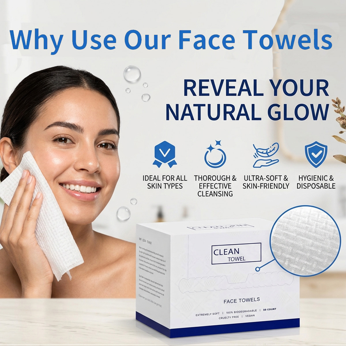 50Pcs/Box Disposable Face Towe - Beauty Makeup Face 评论和价格