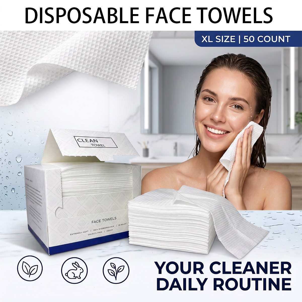 50Pcs/Box Disposable Face Towe - Beauty Makeup Face 评论和价格