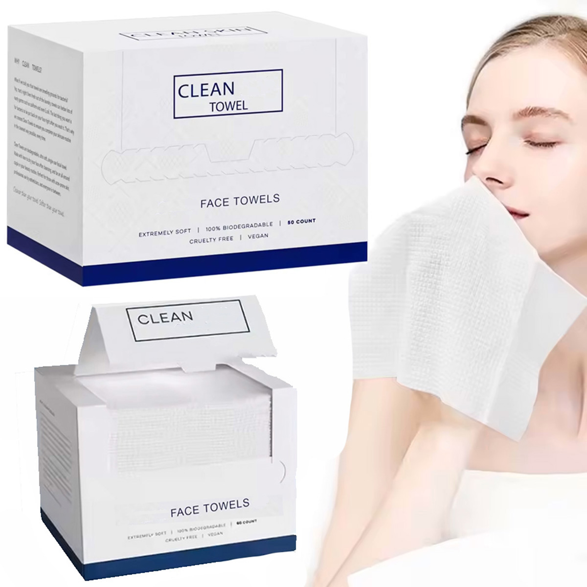 50Pcs/Box Disposable Face Towe - Beauty Makeup Face 评论和价格