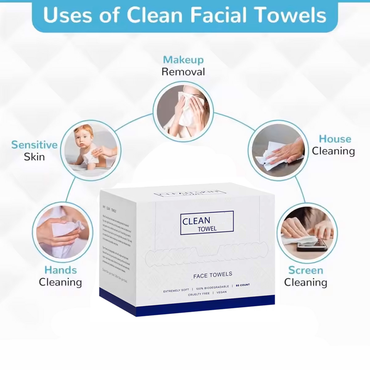 50Pcs/Box Disposable Face Towe - Beauty Makeup Face 评论和价格